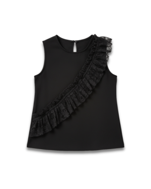 Black Lace Ruffle Shell Top